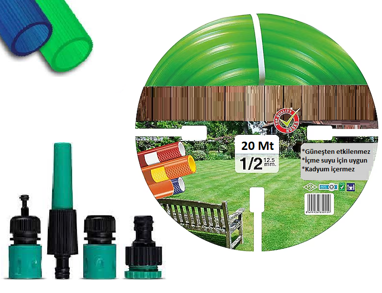 Venoa VE20 Bahçe Hortumu Pvc Silikonlu Kırılmaz 5 Parça Set 20 Mt
