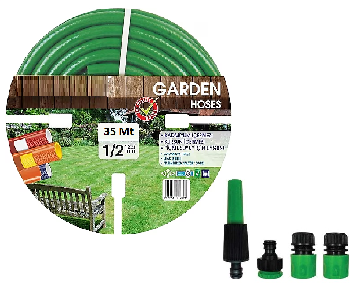 Venoa Garden VGG35 Kırılmaz Örgülü Bahçe Su Hortum Seti 35 Mt 5 Parça