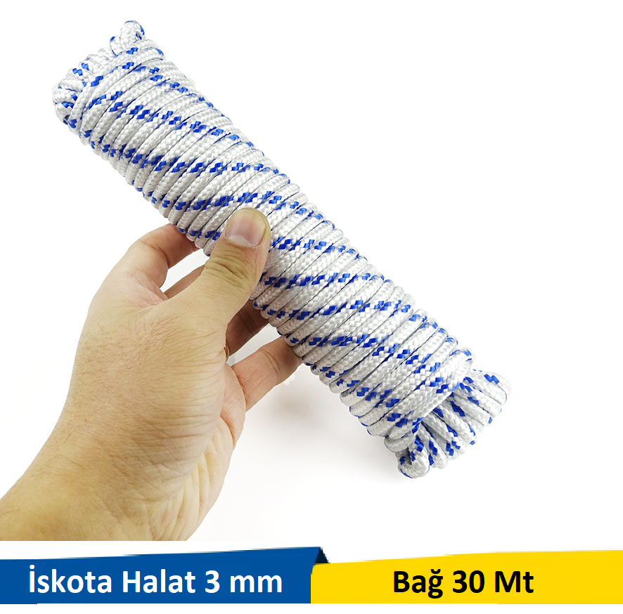 Venoa İskota Örgülü Halat 3 mm 30 Mt