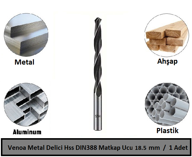 Venoa Metal Delici Hss DIN388 Matkap Ucu 18.5 mm Paket 1 Li