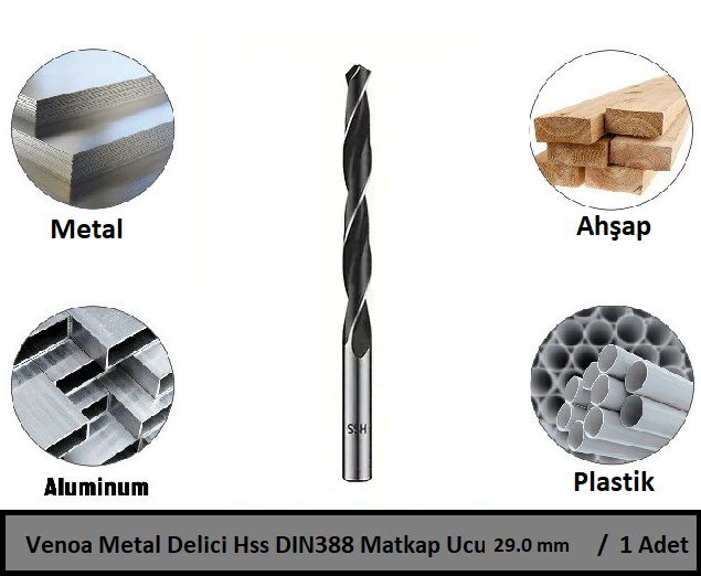 Venoa Metal Delici Hss DIN388 Matkap Ucu 29.0 mm Paket 1 Li