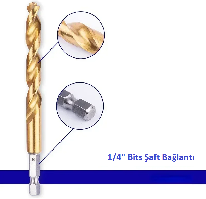 Venoa DT04 Tin Kaplı Bits Saplı Hss Delici Matkap Uç Seti 4 Parça