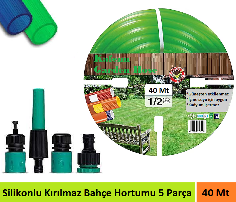 Venoa VE40 Bahçe Hortumu Pvc Silikonlu Kırılmaz 5 Parça Set 40 Mt