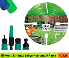 Venoa VE40 Bahçe Hortumu Pvc Silikonlu Kırılmaz 5 Parça Set 40 Mt