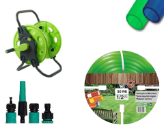 Venoa VM50 Bahçe Hortumu Pvc Silikonlu Kırılmaz Tamburlu Set 6 Parça 50 Mt
