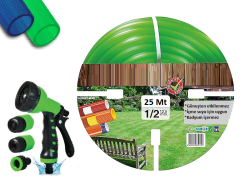Venoa VA25 Bahçe Hortumu Pvc Silikonlu Kırılmaz 5 Parça Set 25 Mt