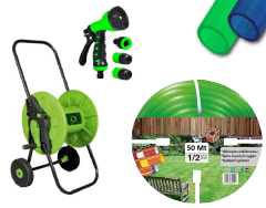 Venoa VR50 Bahçe Hortumu Pvc Silikonlu Kırılmaz Araba Tamburlu Set 6 Parça 50 Mt