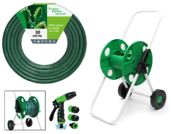 Venoa Meteor VDE30 Kırılmaz Örgülü Tekerlek Makaralı Bahçe Su Hortumu 30 Mt 6 Parça