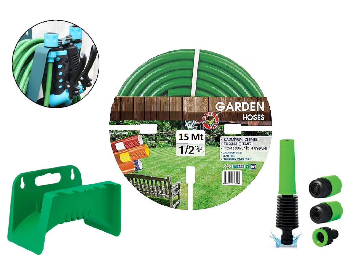 Venoa Garden VGR15 Kırılmaz Örgülü Bahçe Su Hortumu 15 Mt 6 Parça