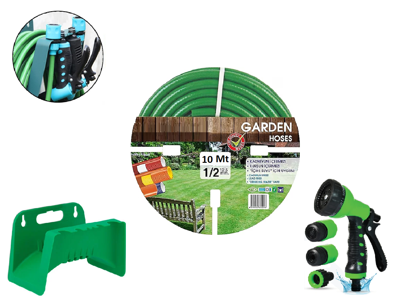 Venoa Garden VGS10 Kırılmaz Örgülü Bahçe Su Hortumu 10 Mt 6 Parça