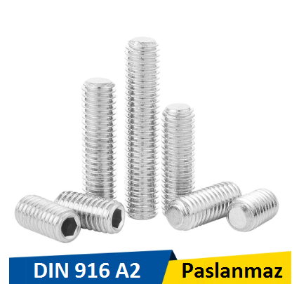 Norm M8x60 İnox Setskur Civata Dın 916