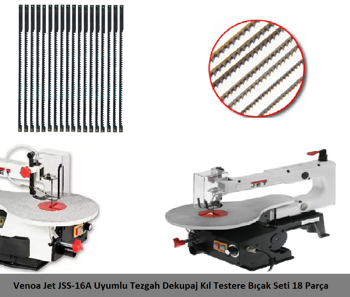 Venoa Jet JSS-16A Uyumlu Tezgah Dekupaj Kıl Testere Bıçak Seti 18 Parça