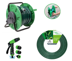 Venoa Meteor VDV30 Kırılmaz Örgülü Makaralı Bahçe Su Hortumu 30 Mt 6 Parça