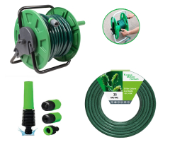 Venoa Meteor VDZ35 Kırılmaz Örgülü Makaralı Bahçe Su Hortumu 35 Mt 6 Parça
