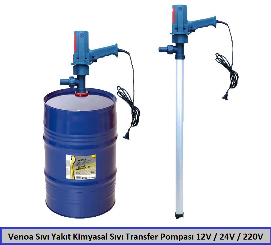 Venoa Elektrikli Pompa Kimyasal Sıvı Gıda Yakıt Varil Tipi Pompa 220 Volt