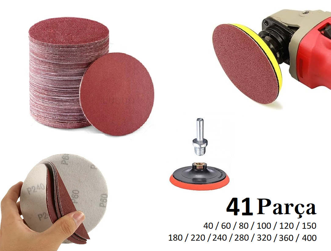 Venoa Ahşap Metal Cırt Zımpara Kağıdı 115 mm Disk ve Matkap Uç Set 41 Parça