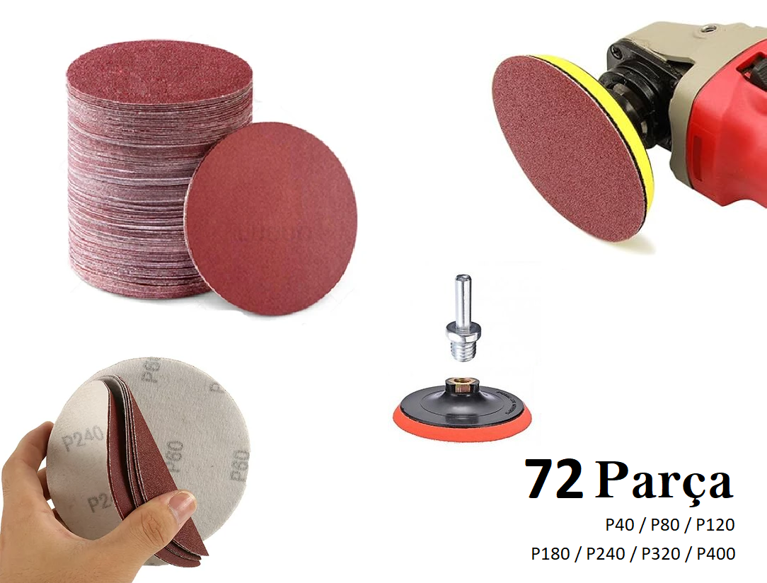 Venoa Ahşap Metal Cırt Zımpara Kağıdı 115 mm Disk ve Matkap Uç Set 72 Parça