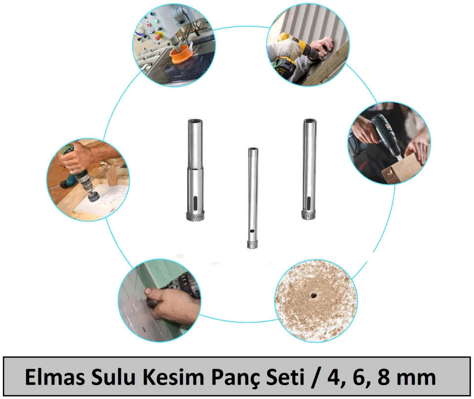 Venoa Cam Mermer Granit Fayans Delici Panç Seti Sulu Kesim Seti 3 Parça