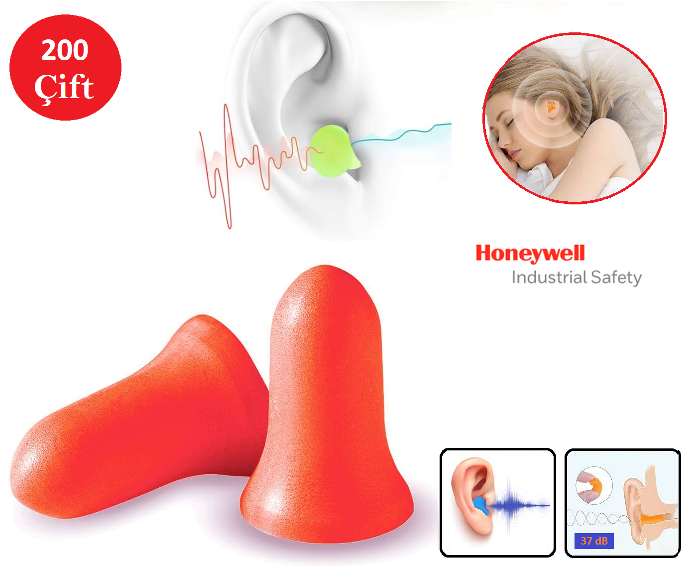 Honeywell Howard Leight Silikonlu Kulak Tıkacı Yıkanabilir 37 dB 200 Çift