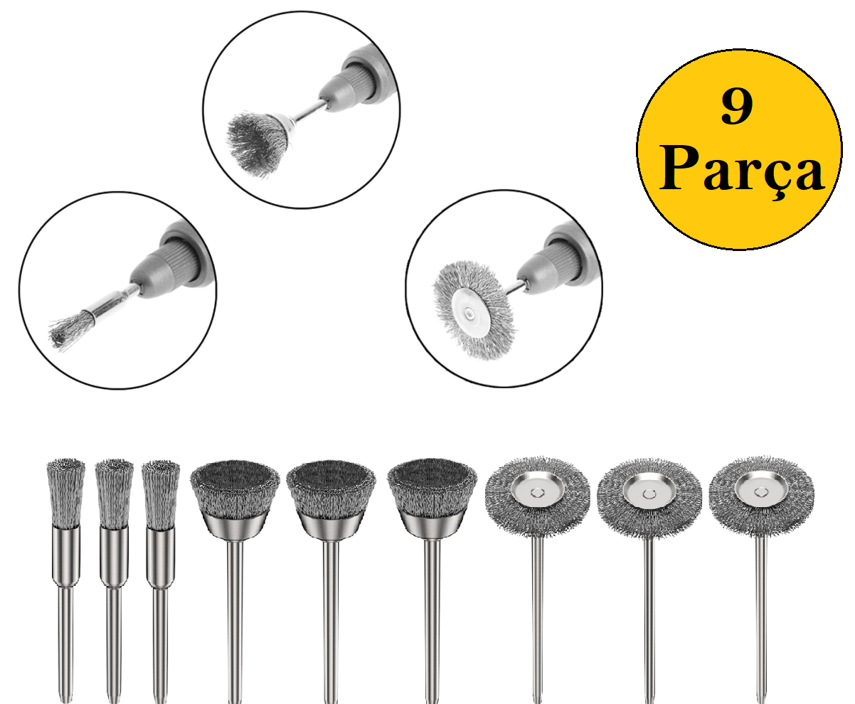 Venoa VP3090 Mikro Paslanmaz Pimli Sert Fırça Seti 9 Parça