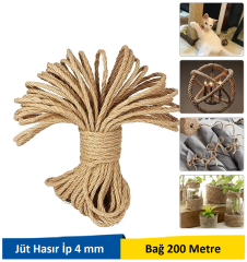 Venoa Jüt Hasır Örgülü Dekorasyon Halat 4 mm 200 Mt